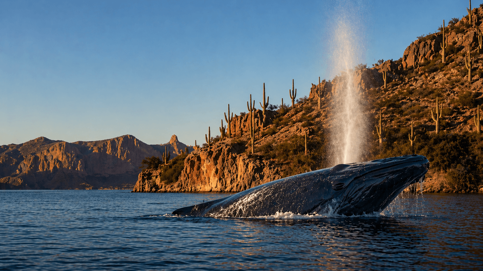 Whale breaching in an Arizona desert lake