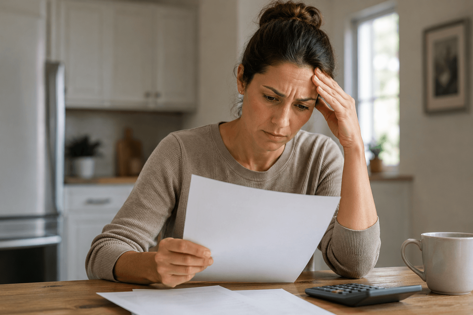 Homeowner stressed over high energy bills caused by hard water